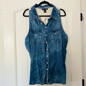 Ashley Stewart Blue Denim Sleeveless Shirt size 18/20